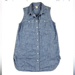 Duluth Trading Co Blue Free Range Organic Chambray Sleeveless Tunic